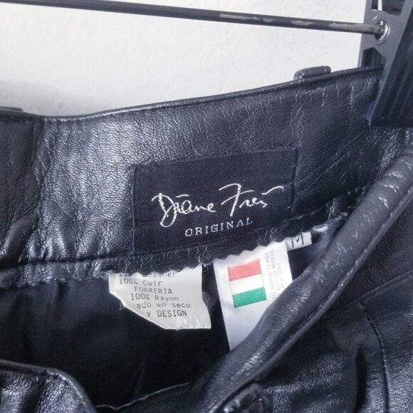 Vintage Diane Freis Leather High Waisted Pants Size M Black - Picture 6 of 6